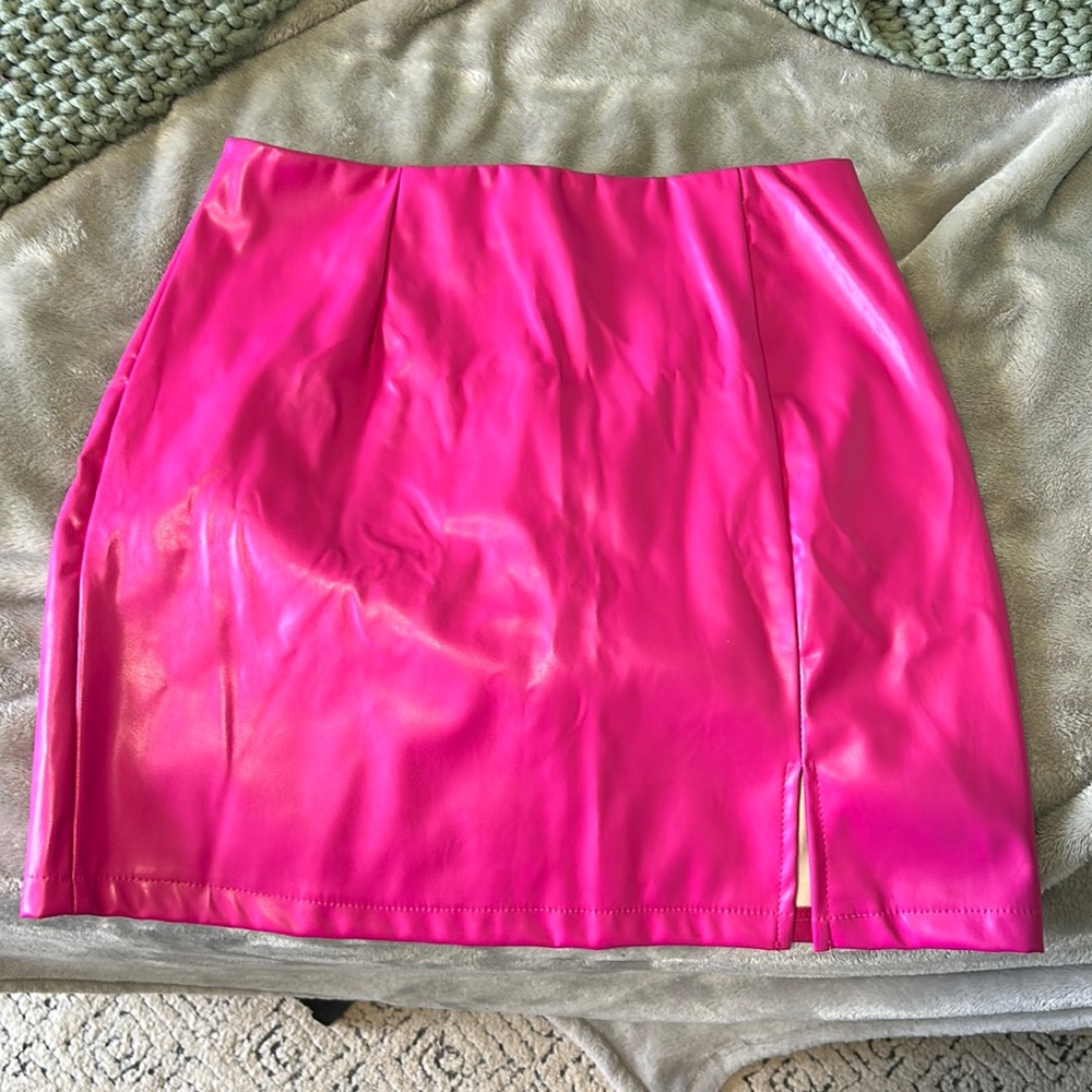 Hot Pink Leather Skirt